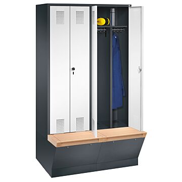 Vestiaire monobloc sur coffre de rangement Evolo